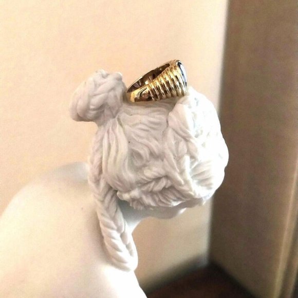 Vintage Bvlgari 18K Yellow Gold Aquamarine Amethyst Heart Ring - Picture 10 of 13